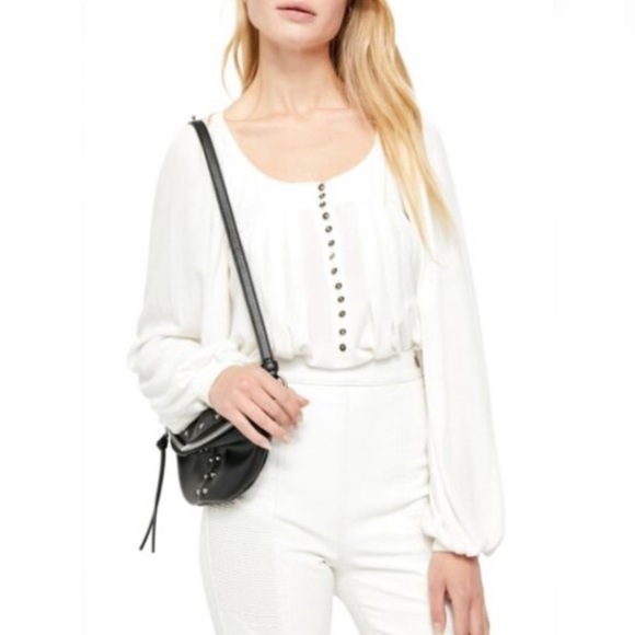 NWT Free People Devin Textured Top Blouse Ivory Size XS-S - Picture 3 of 13